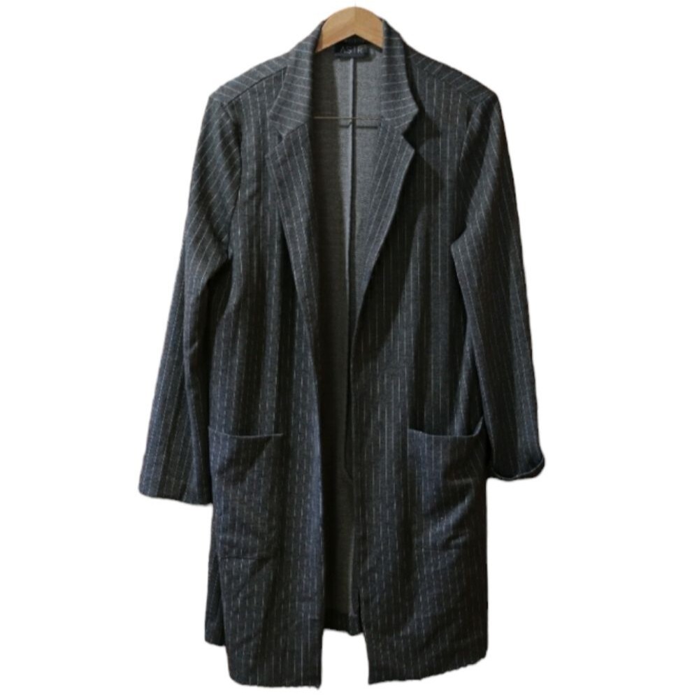 ASTR Gray Long Line Open Front Slouchy Blazer Jacket Large